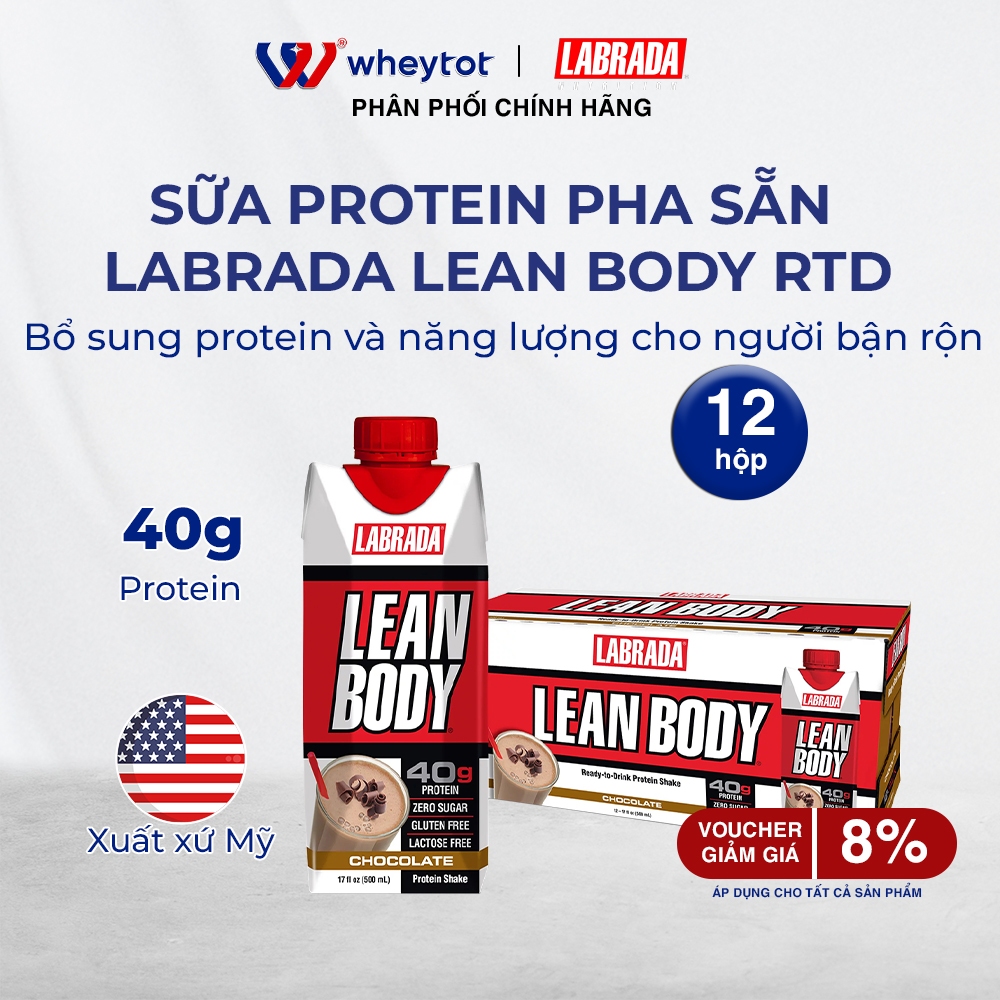 Sữa protein pha sẵn Labrada Lean Body RTD bổ sung protein và năng lượng ...