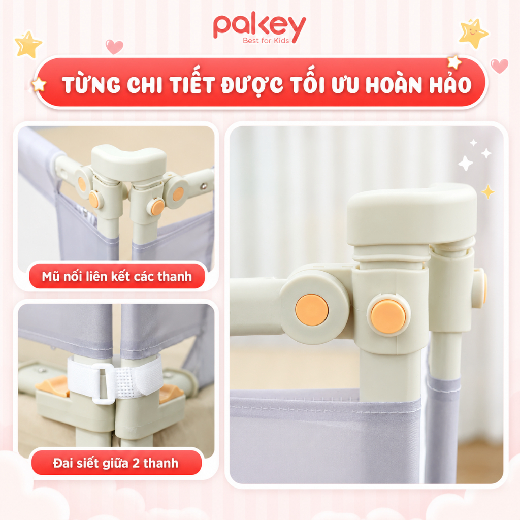 [HỎA TỐC] Thanh Chắn Giường PAKEY Chính Hãng, Thanh Chặn Giường An Toàn Cho Bé Nâng Hạ 1-2 Bên Tiện Lợi