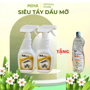 Combo 2 chai Siêu Tẩy Dầu Mỡ MiHa tặng 1 chai nước rửa chén đậm đặc x5