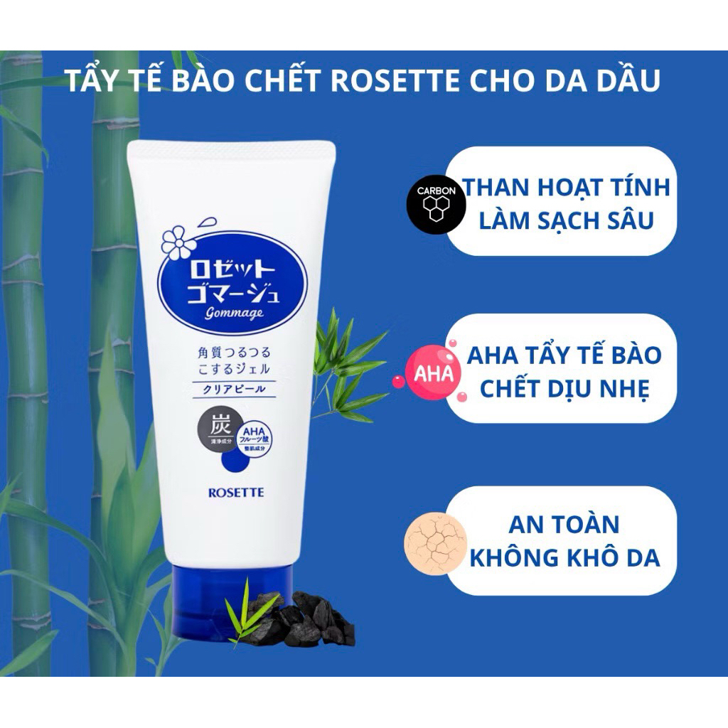 Tẩy Tế Bào Chết Rosette Gommage Clear Peel Nhật Bản 120g Sạch Sâu, Kiềm Dầu, Thu Nhỏ Lỗ Chân Lông  IS228