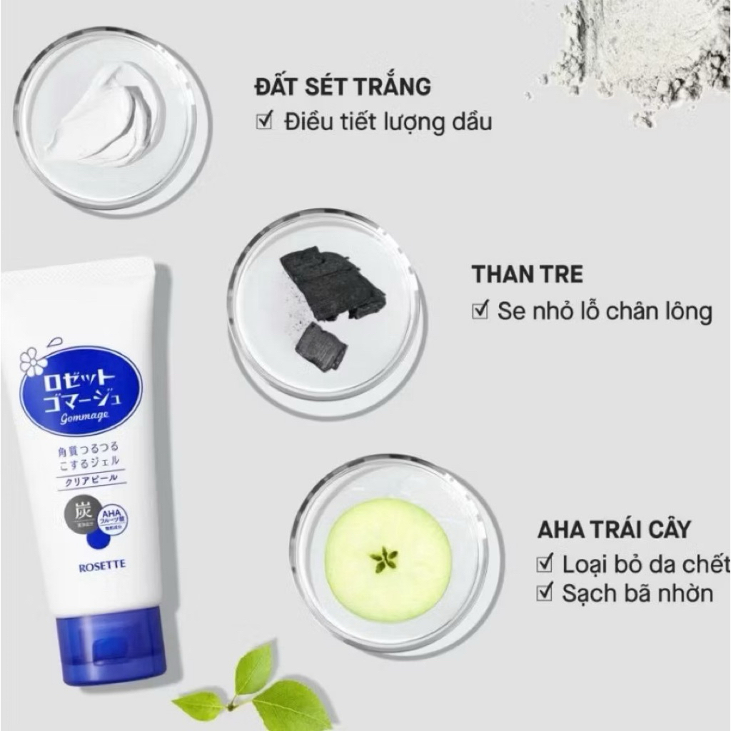 Tẩy Tế Bào Chết Rosette Gommage Clear Peel Nhật Bản 120g Sạch Sâu, Kiềm Dầu, Thu Nhỏ Lỗ Chân Lông  IS228