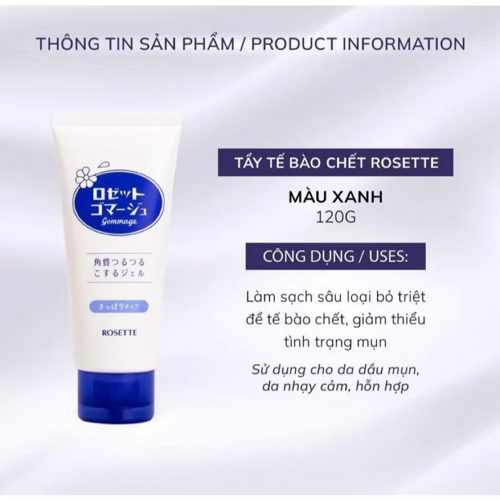 Tẩy Tế Bào Chết Rosette Gommage Clear Peel Nhật Bản 120g Sạch Sâu, Kiềm Dầu, Thu Nhỏ Lỗ Chân Lông  IS228