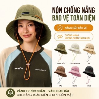 Mũ nón bucket nữ vành rộng chống nắng tía UV dã ngoại leo núi đi biển cắm trại vải dù trượt nước thoáng khí nhanh khô