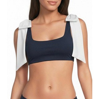Áo bơi nữ, áo bikini đi biển màu đen phối nơ vai siêu xinh, áo sẵn đệm ngực hàng VNXK