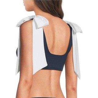 Áo bơi nữ, áo bikini đi biển màu đen phối nơ vai siêu xinh, áo sẵn đệm ngực hàng VNXK