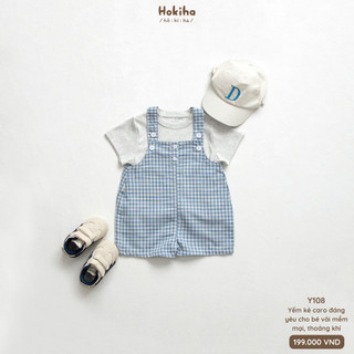 Yếm Quần Đùi Kẻ Caro Mát Mẻ Đáng Yêu Cho Bé Trai, Bé Gái Hokiha Vải Mềm Mại, Thoáng Mát Size 8-17kg Y108