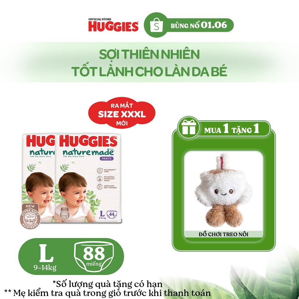 Combo 2 Tã Quần Huggies Platinum Nature Made L44