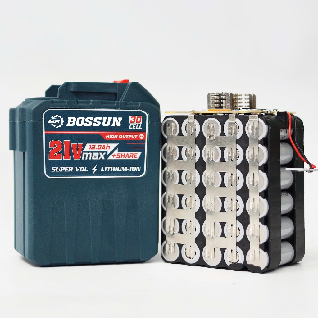 [2IN1] Combo pin sạc BOSSUN 30Cell 21V Lithium-ion 2000mAh Mạch trang bị 8 MOSFET - Phụ kiện máy khoan, bulong, vặn vít