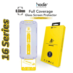 Kính Cường Lực Hoda Dust-Free 0.33mm Cho IP13-18 Series - Độ Cứng 9H, Tự Lấy Bụi, Kèm Khung Trợ Dán Smart