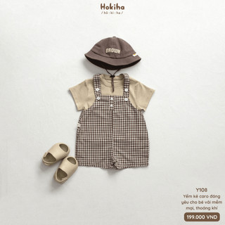 Yếm Quần Đùi Kẻ Caro Mát Mẻ Đáng Yêu Cho Bé Trai, Bé Gái Hokiha Vải Mềm Mại, Thoáng Mát Size 8-17kg Y108