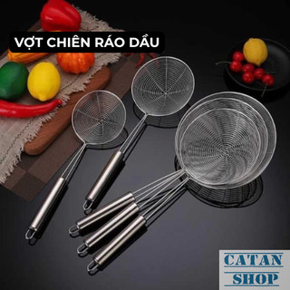 Vợt Chiên INOX Vớt Ráo Dầu, Vợt Vòng 12cm-14cm, Vợt Lẩu Thức Ăn Đồ Chiên Lọc Dầu, Vợt Vớt Mì Rau Củ