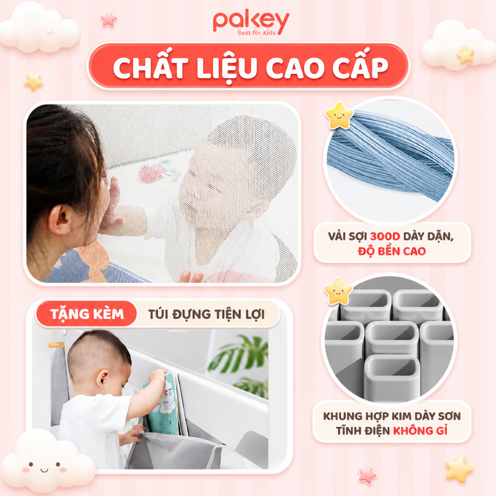 [Hỏa tốc] Thanh Chắn Giường Cho Bé Màu Mới 2026, Thanh Chặn Giường Pakey SB2 Cao Cấp Chiều Cao Vượt Trội 105cm An Toàn