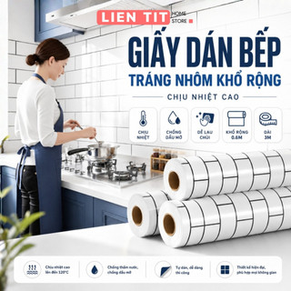 Decal Dán Bếp 60cmx3m Chống Dầu Mỡ Tráng Nhôm Dễ Lau Chùi, Giấy Dán Tường Bếp Giả Gạch Hoa Văn Đẹp