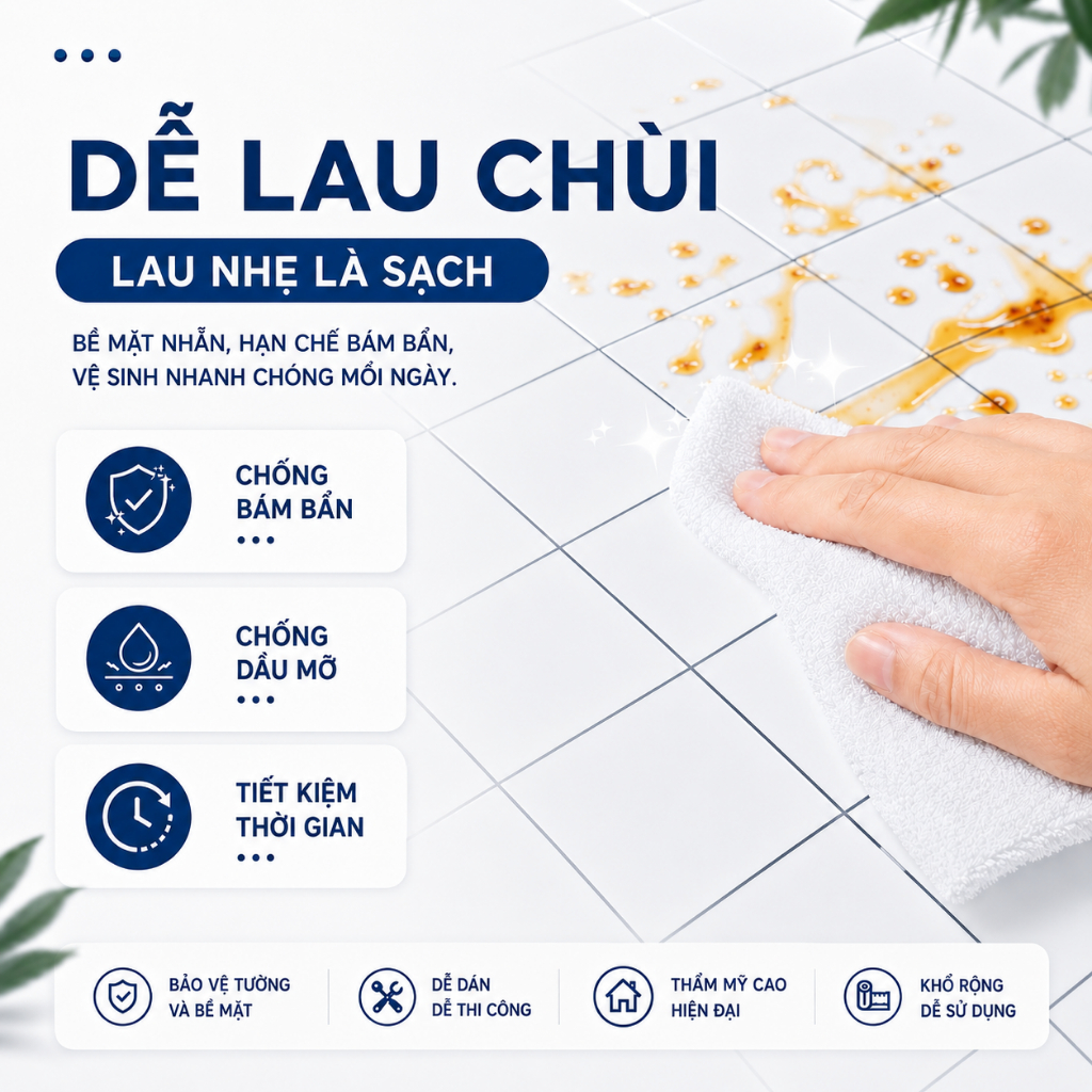 Decal Dán Bếp 60cmx3m Chống Dầu Mỡ Tráng Nhôm Dễ Lau Chùi, Giấy Dán Tường Bếp Giả Gạch Hoa Văn Đẹp