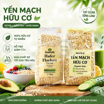 Yến Mạch Nguyên Chất Hafer Flocken, Nutri Oat – Yến Mạch Cán Vỡ Cán Dẹt Nhập Khẩu Đức, Chile, Giàu Chất Xơ