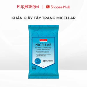 Khăn Tẩy Trang Purederm Micellar 30 Miếng AHA BHA Làm Sạch Sâu, Tiện Lợi Mang Theo