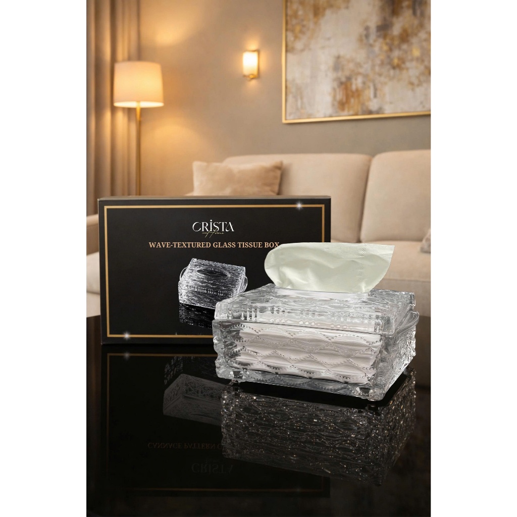 HỘP THỦY TINH ĐỰNG GIẤY ĂN VÂN SÓNG CRISTA HOME - 60233