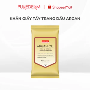 Khăn giấy Tẩy trang Dầu Argan Purederm 30 Miếng Phù Hợp cho Da Khô, Da Nhạy Cảm, Tiện Lợi Mang Theo