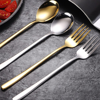 Bộ  muỗng nĩa inox  vàng bạc dùng ăn cơm ăn tiệc nhà hàng sang trọng- muong cơm - nĩa an co