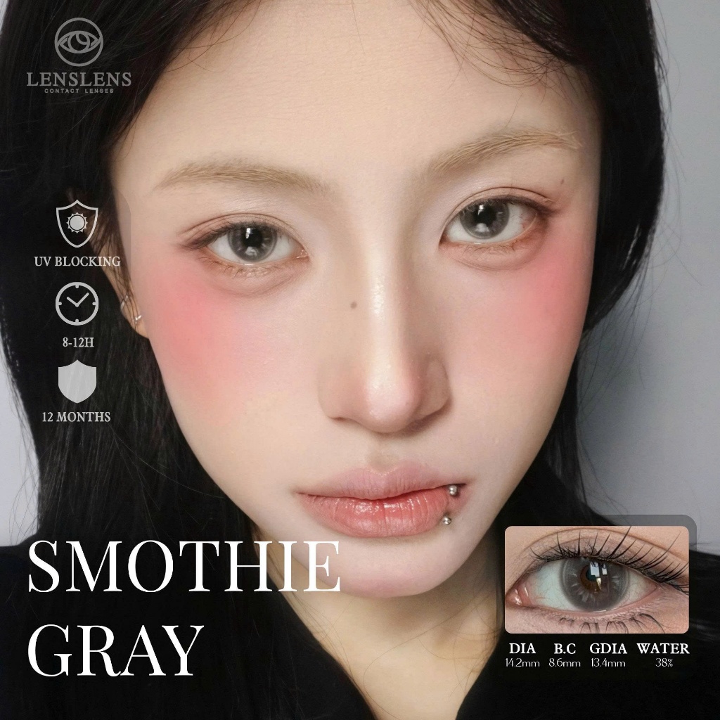 Lens Xám Trong Veo Hiệu Ứng Vân Băng Dịu Dàng Smothie Gray 14.2mm