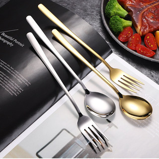 Bộ  muỗng nĩa inox  vàng bạc dùng ăn cơm ăn tiệc nhà hàng sang trọng- muong cơm - nĩa an co