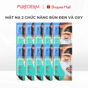 [COMB] Mặt nạ Sủi bọt Thải độc 2 chức năng Bùn đen & Oxy Purederm sạch sâu, mờ thâm, phù hợp cho da dầu, mụn đầu đen 20g