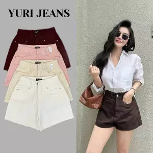 YURI JEANS -Quần Short Jeans Nữ Lưng Cao Basic Viền Túi ĐÔI (Mã 06)