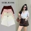 YURI JEANS -Quần Short Jeans Nữ Lưng Cao Basic Viền Túi ĐÔI (Mã 06)