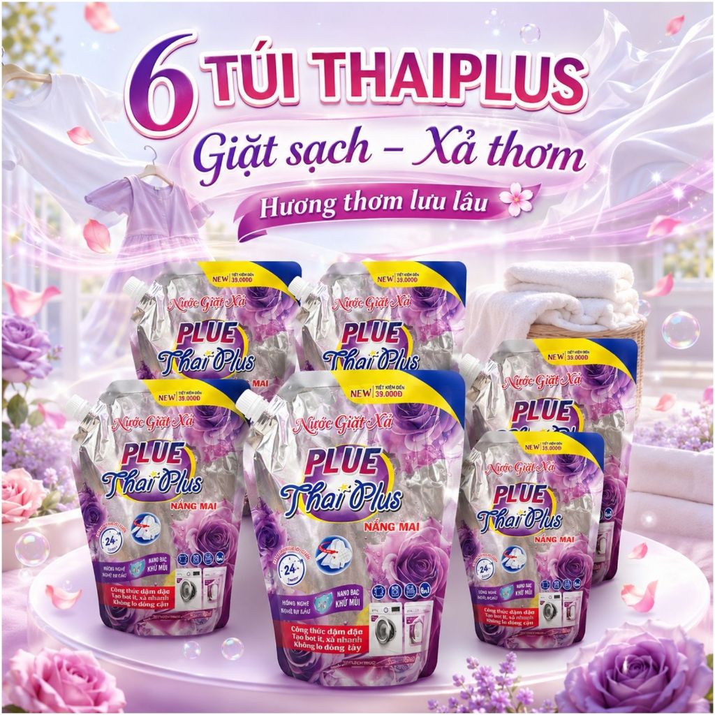 [Sỉ Thùng] Nước Giặt Xả Thái Plus siêu đậm đặc siêu thơm túi lớn 2.000ml nước giặt xả hương nắng mai