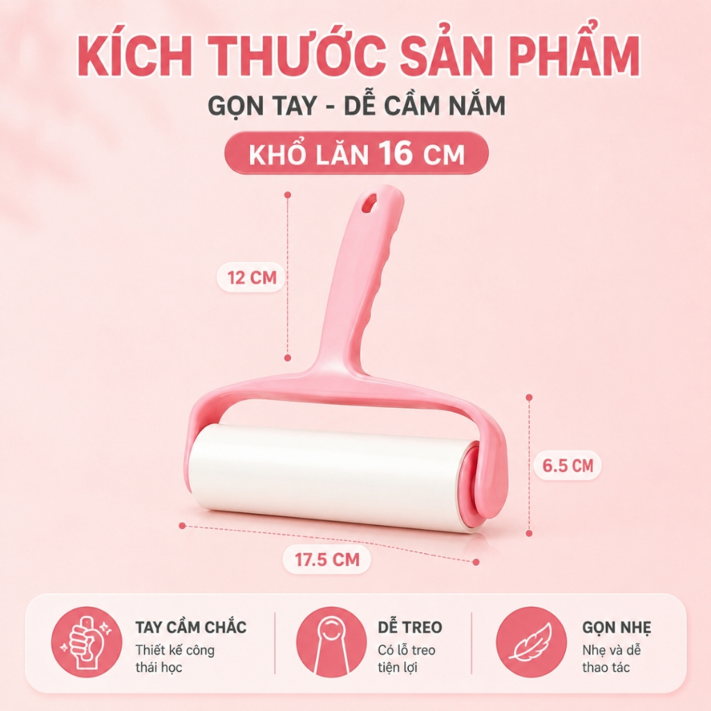 Cây Lăn Bụi Làm Sạch Quần Áo, Chăn Ga, Đệm Sofa, Thanh Lăn Lông Chó Mèo, Lõi Lăn Bụi Dự Phòng 60 Lớp