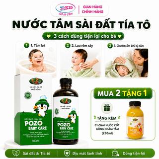 Nước tắm sài đất tía tô rau má giảm rôm sảy, hăm tã, dịu da mùa hè an toàn cho bé - chai 500ml