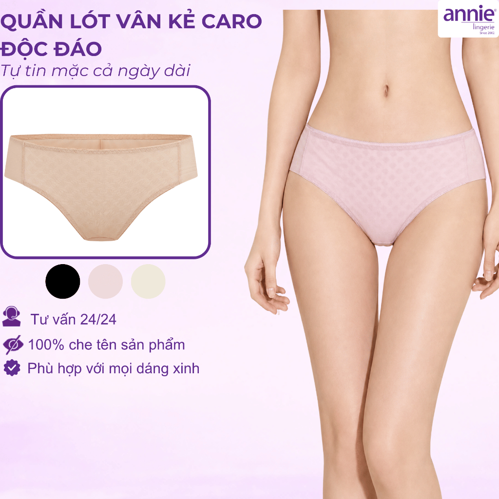 Quần lót nữ cao cấp không viền, lưng vừa annie QE4576 trẻ trung, co giãn 4 chiều, thời trang trẻ đẹp