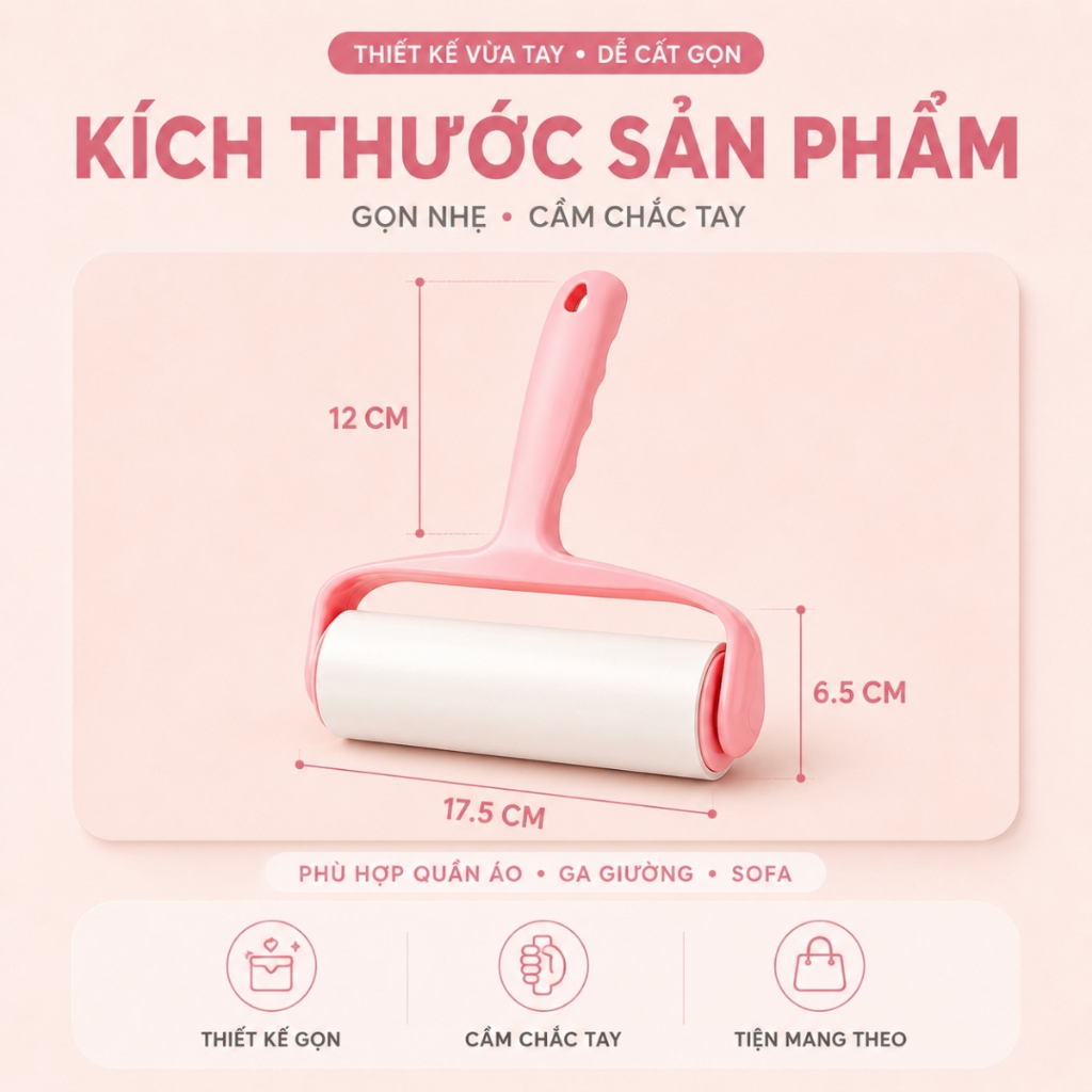 Cây Lăn Bụi Quần Áo, Thanh Lăn Bụi Lông Chó Mèo, Ga Giường, Sofa Có Lõi Thay Thế 10cm, 16cm