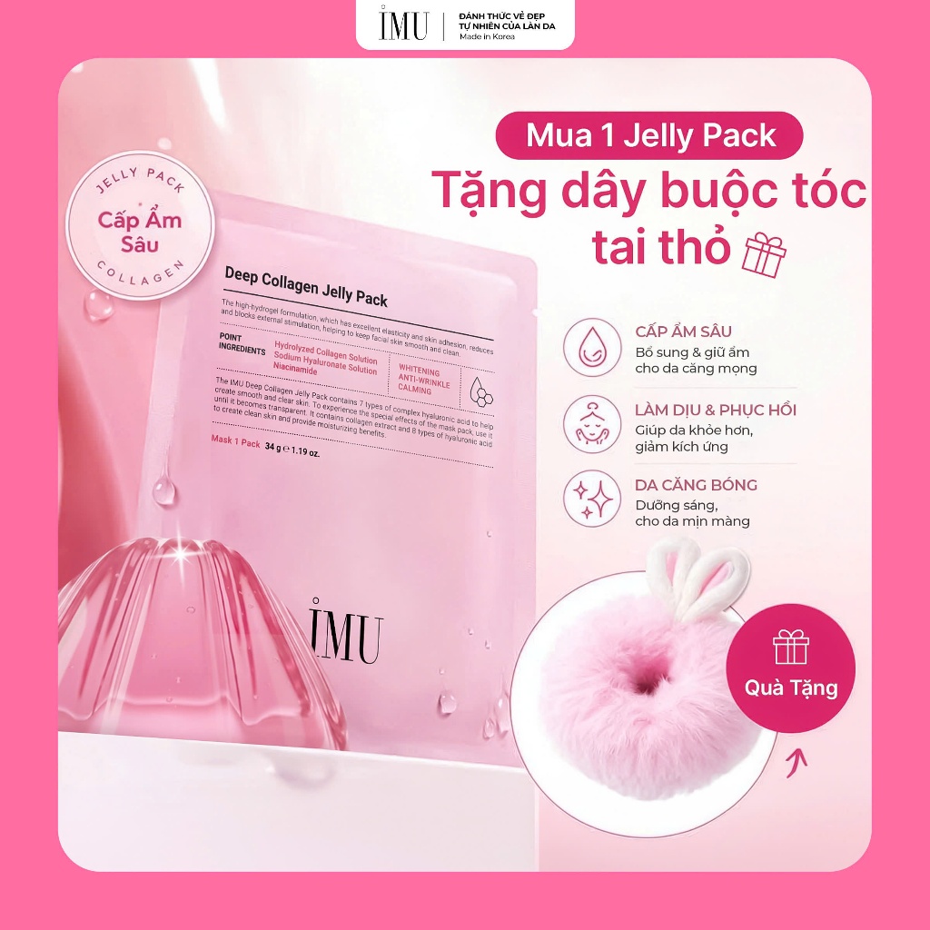 Mặt Nạ Thạch IMU Deep Collagen Jelly Pack Cấp Ẩm, Phục Hồi, Dưỡng Sáng, Ngừa Lão Hóa Mờ Nhăn 34g
