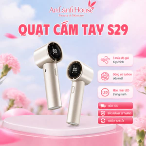 Quạt Tích Điện Mini Cầm Tay S29 Động Cơ Không Chổi Than Làm Mát Tức Thì Màn Hình LED Tặng Dây Đeo
