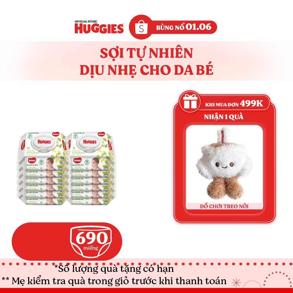 [KOL LIVE] Thùng 12 gói Khăn ướt Huggies không mùi (80 miếng/gói)