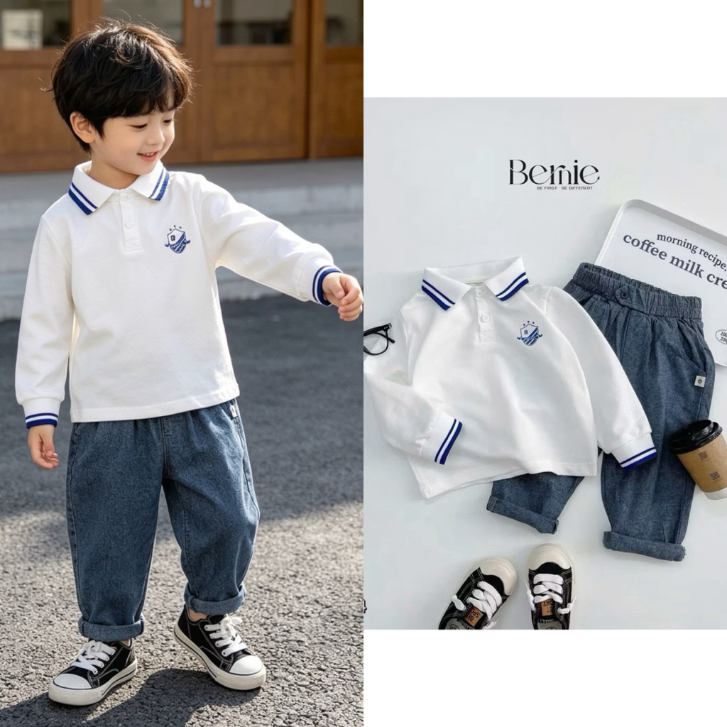 Áo và bộ bé trai dài tay thu đông Bernie size 80–130 (9–23kg) chất mềm