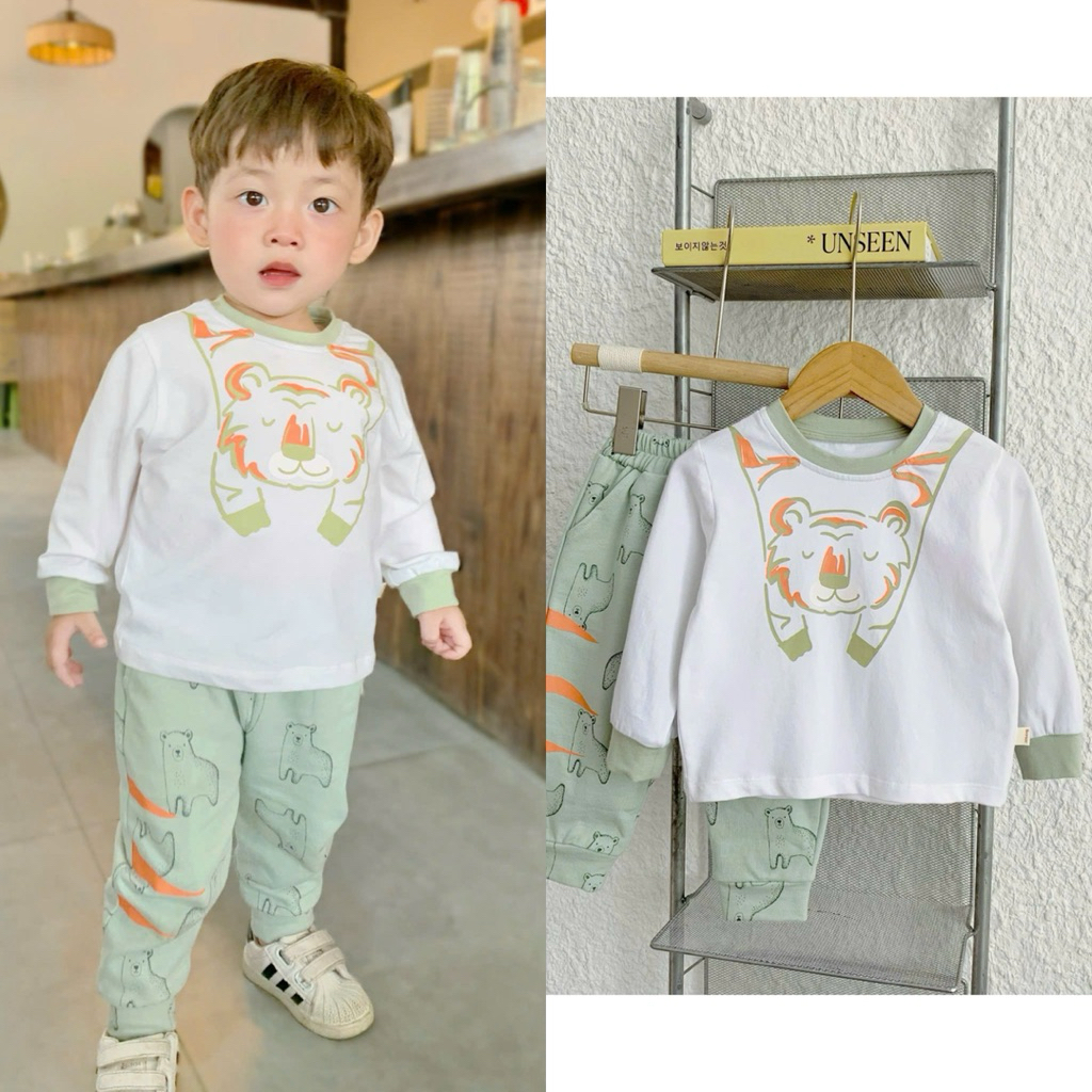 Áo và bộ bé trai dài tay thu đông Bernie size 80–130 (9–23kg) chất mềm