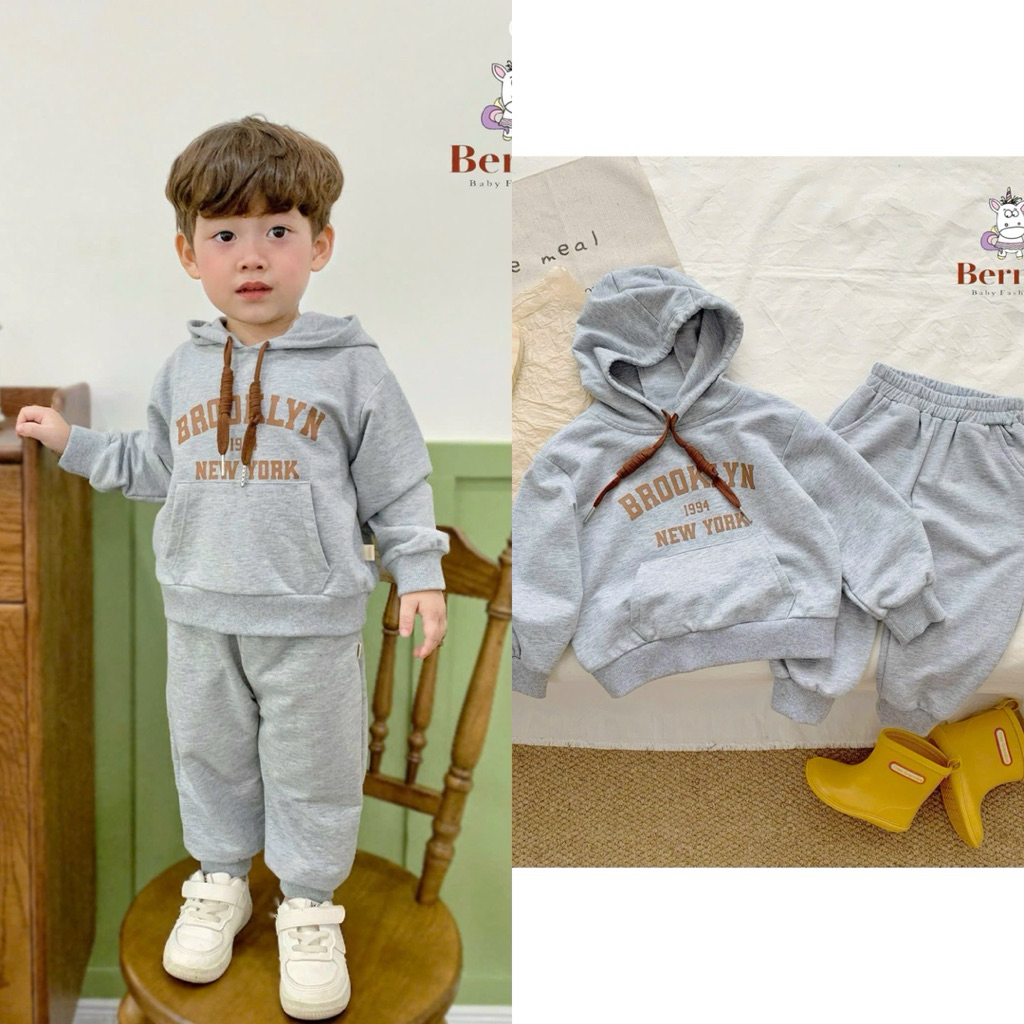 Áo và bộ bé trai dài tay thu đông Bernie size 80–130 (9–23kg) chất mềm