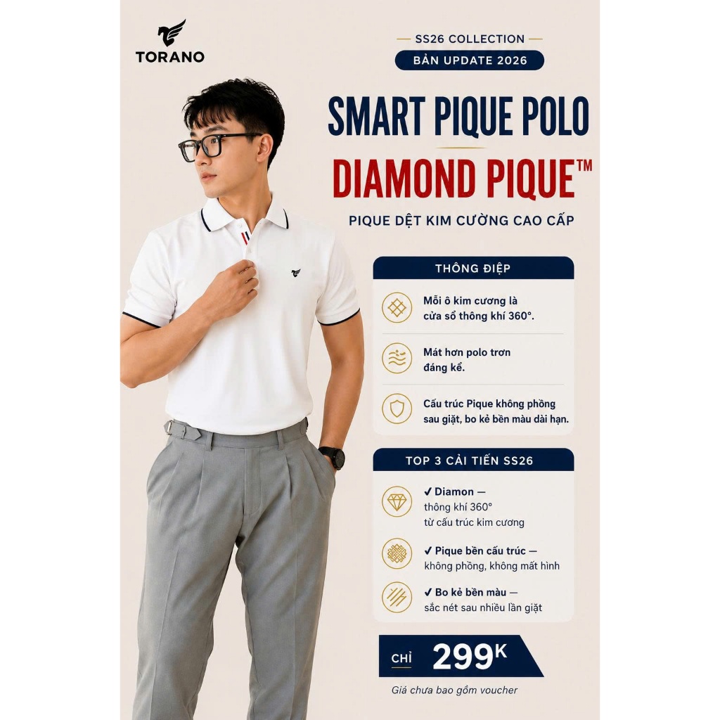 Áo polo nam TORANO ROBERT POLO vải thế hệ mới, có cổ, nhiều màu, thoáng khí ,thanh lịch, sang trọng GSTP048 | BigBuy360 - bigbuy360.vn