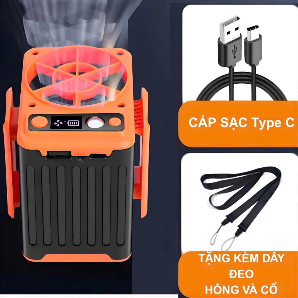 Quạt đeo thắt lưng Tirek F13 SOPMEDIA Quạt pin 10000mAh chạy liên tục 15-24h tích hợp sạc dự phòng