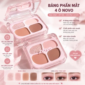 🌸 BẢNG PHẤN MẮT 4 Ô NOVO – TONE HỒNG NÂU NGỌT NGÀO TỰ NHIÊN , DỄ PHỐI MÀU 🌸NoVo 9049