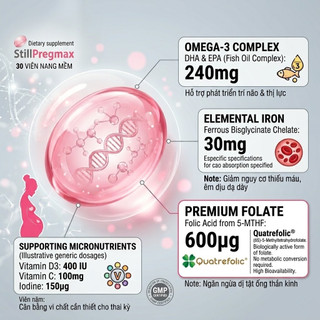Vitamin Tổng Hợp Cho Bà Bầu STILLPREGMAX Nhập Khẩu Ý (30 Viên) - Sắt Hữu Cơ, Folate Ngừa Dị Tật