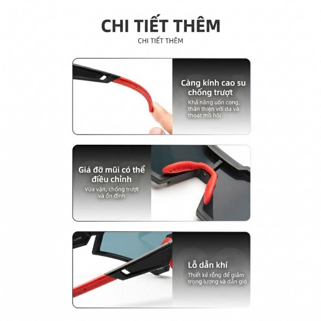 Kính mặt thể thao phân cực chống tia cực tím chống bụi, cực nhẹ thời trang nam nữ kính râm chạy bộ, đạp xe, leo núi