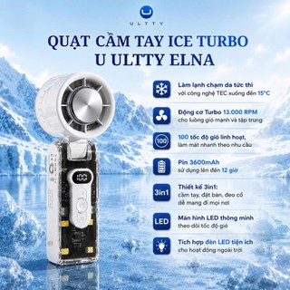 Quạt tích điện cầm tay Ice Turbo U ULTTY ELNA, 100 tốc độ gió, Pin Lithium làm mát lên tới 12 giờ