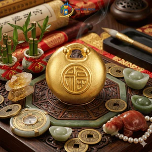 Túi Tài Lộc mạ vàng vật phẩm phong thủy hỗ trợ Khơi Thông Tài Lộc - Vạn Sự Hanh Thông