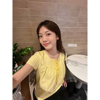 𝐂𝐡𝐢𝐜𝐤𝐢𝐞 𝐁𝐚𝐛𝐲𝐝𝐨𝐥𝐥 - Áo babydoll nữ, áo sơ mi kiểu thiết kế form suông tay ngắn phối nơ nhien.official NAS00061
