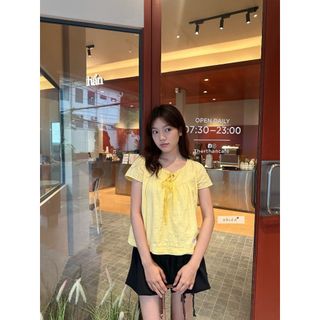 𝐂𝐡𝐢𝐜𝐤𝐢𝐞 𝐁𝐚𝐛𝐲𝐝𝐨𝐥𝐥 - Áo babydoll nữ, áo sơ mi kiểu thiết kế form suông tay ngắn phối nơ nhien.official NAS00061