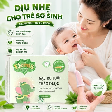 Gạc rơ lưỡi thảo dược Elemis, Hộp 10 gói, làm sạch và bảo vệ khoang miệng, khỏi lo nấm lưỡi tưa lưỡi