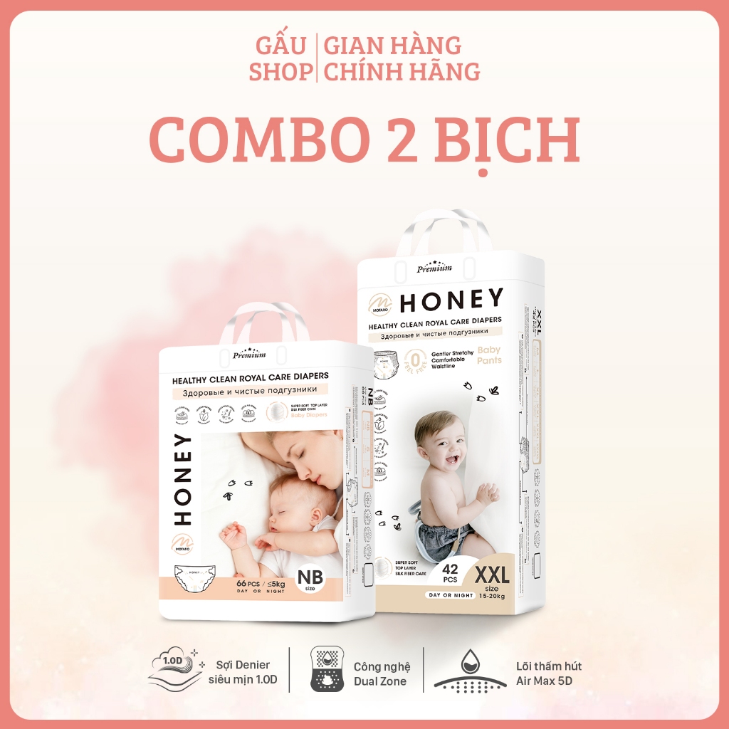 [COMBO 2 BỊCH] Tã Bỉm Honey Premium Chính Hãng Kho HCM Đủ Size Mềm Mại